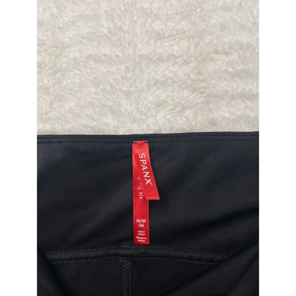 Spanx Faux Leather Shiny Leggings Medium Black Stretch - Picture 3 of 5